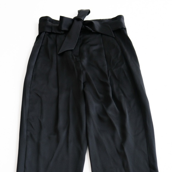 NWT MICHELLE MASON Belted Slim Black Silk Pants​ - Picture 5 of 8
